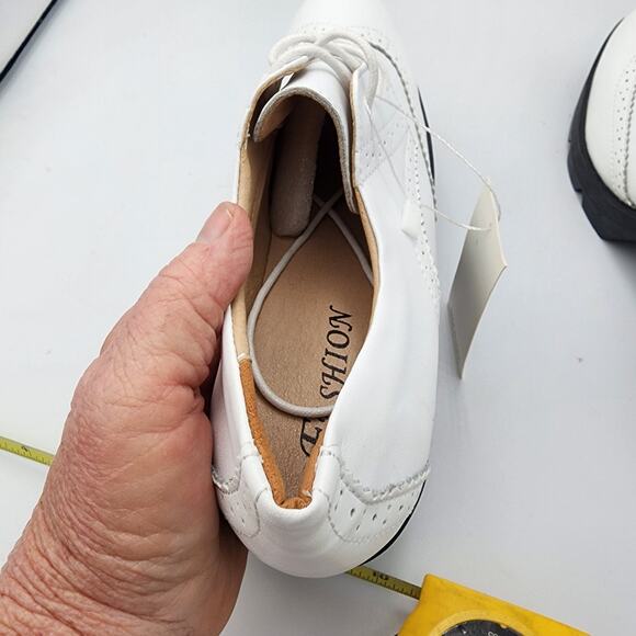 White‎ block Heal lace tie Oxford Shoes by Dadawen Ladies size 10.5 NWT - Picture 8 of 16